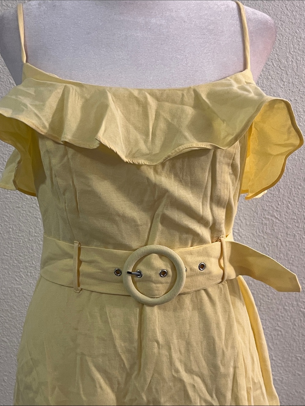 BCBGeneration Yellow Ruffle Belted Mini Dress - Picture 2 of 4